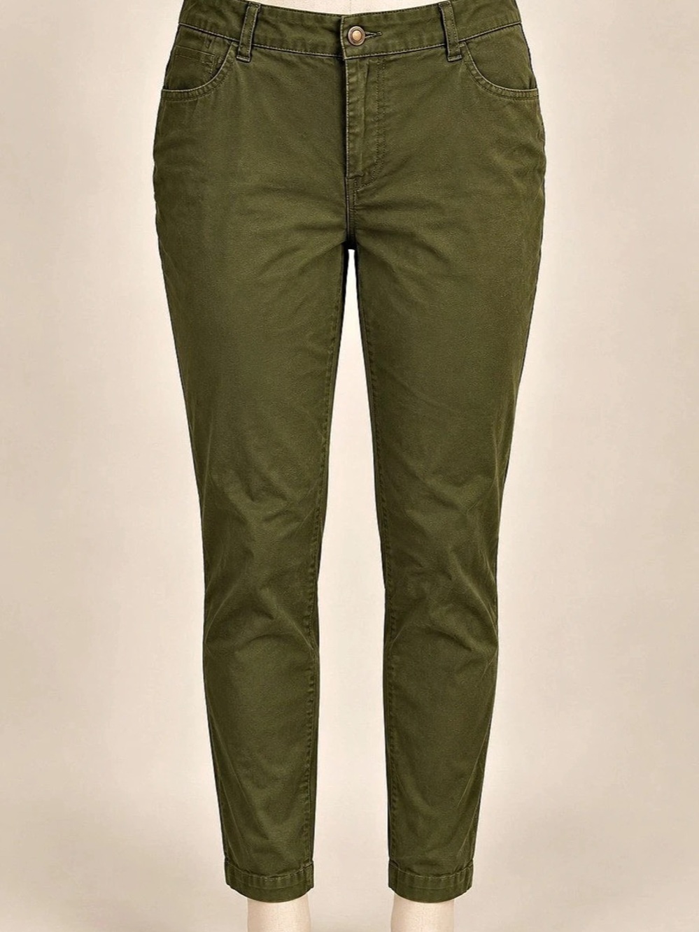 Jessica London Women’s 14 Olive Green Stretch Cotton Straight Leg Pants Chino